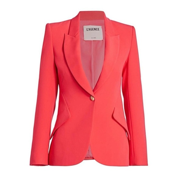 L’Agence Chamberlain Blazer Jacket in Hibiscus Coral Red Size 2 - Picture 1 of 16